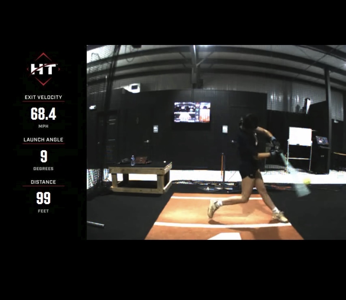 Jade Fisher — HitTrax exit velocity 68.4 mph training session