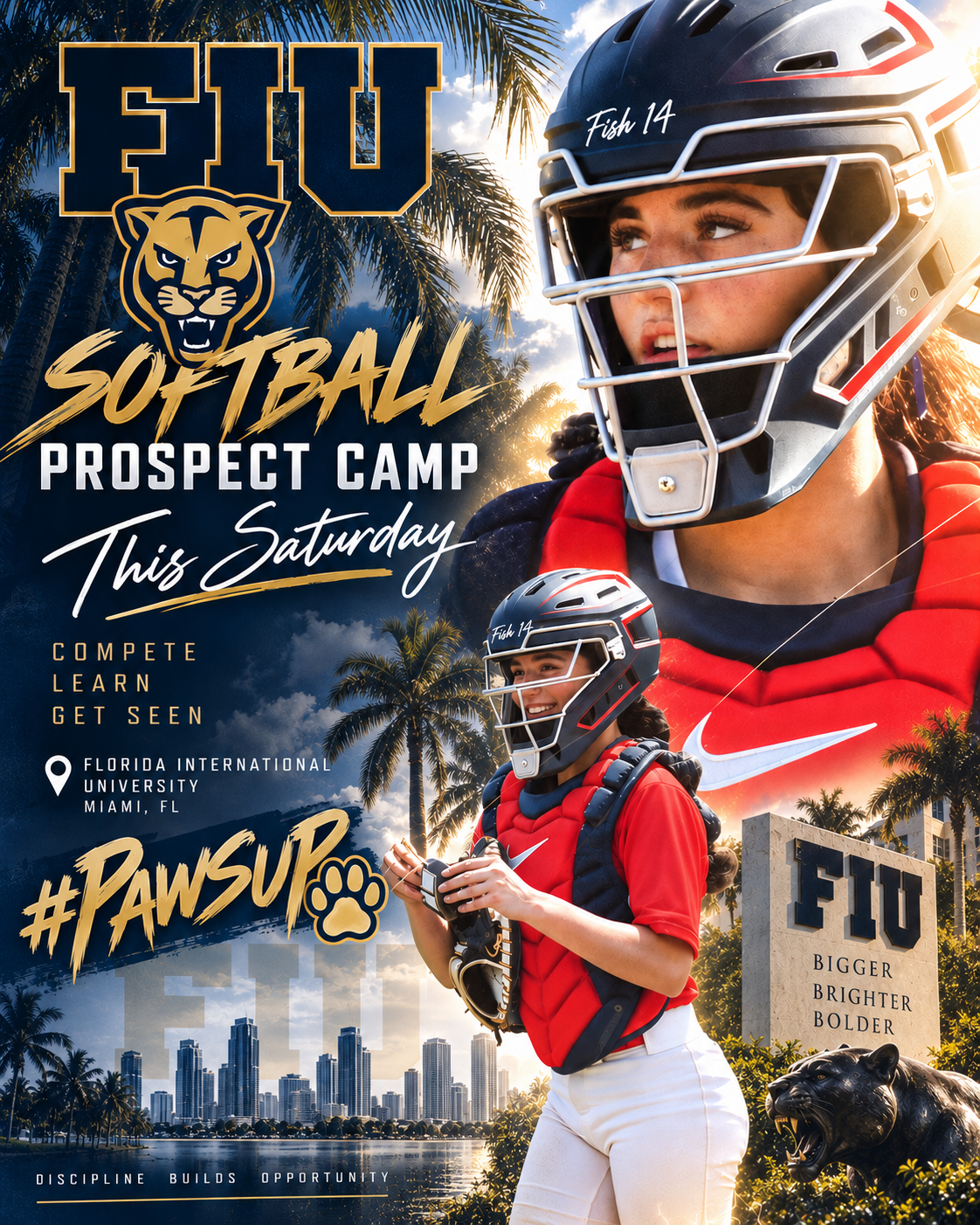 Jade Fisher at the FIU Softball Prospect Camp in Miami, Florida